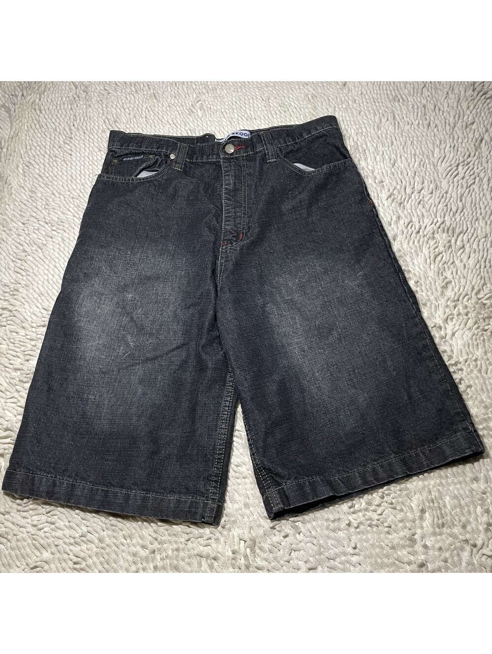 Vintage Old Skool Jean Shorts Mens 32 Black Faded Jorts Bermuda Classic Y2K